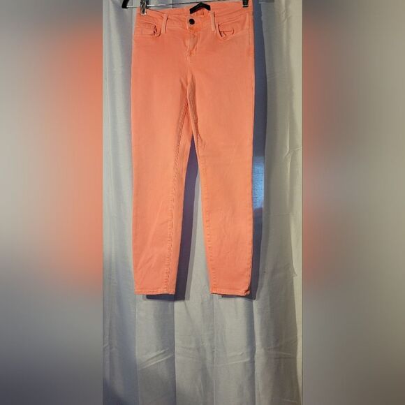 * * J.BRAND pink/peach light stretchy Skinny Leg Mid Rise Jeans Final Discount - Picture 2 of 13